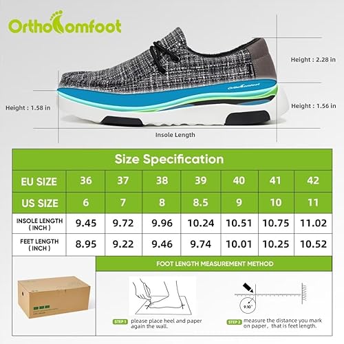 Miniatura 6 de OrthoComfoot Zapatos ortopédicos para mujer con soporte de arco, para fascitis plantar, cómodos mocasines para caminar para aliviar el dolor de