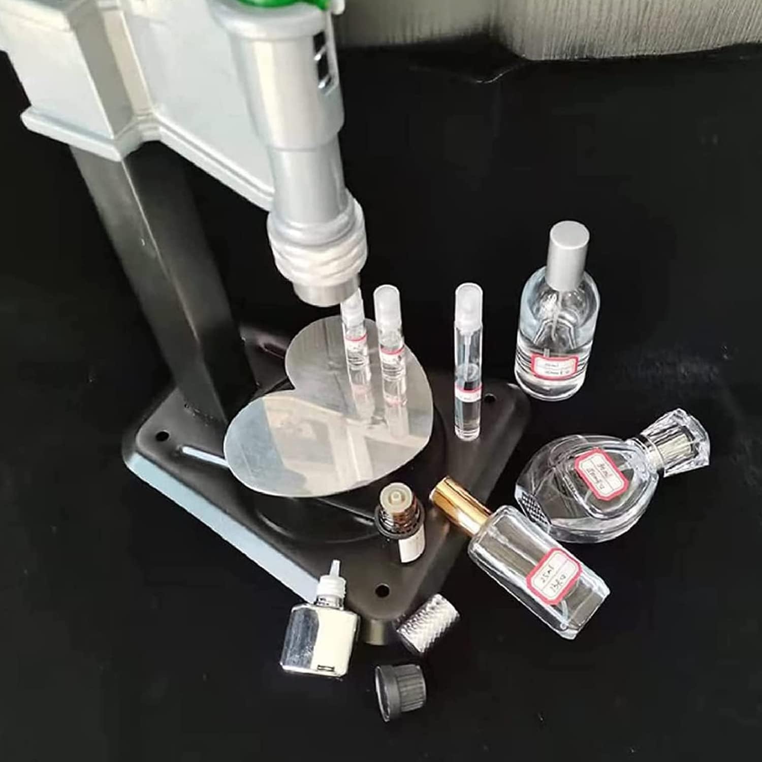 Maszyna do zamykania perfum, z regulacją wysokości, zaciskarka ze stali nierdzewnej do butelek z rozpylaczem 2 ml – 20 ml, ręczna zaciskarka do butelek dla łatwego nakładania nakrętek