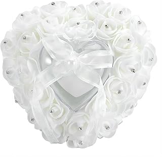 VIFERR Wedding Ring Pillow Romantic Heart shaped Wedding Rin