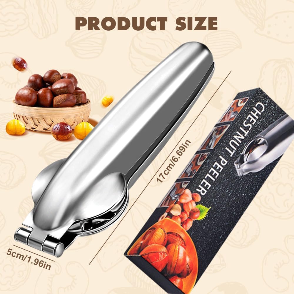 AprYew Nutcracker Chestnut Clip Nut Cracker Walnut, 2026 New Stainless Steel Chestnut Cutter Tool, Protable Nutcracker Chestnuts Clip for Pecan Nut Cracker Tool (2PC Grey)