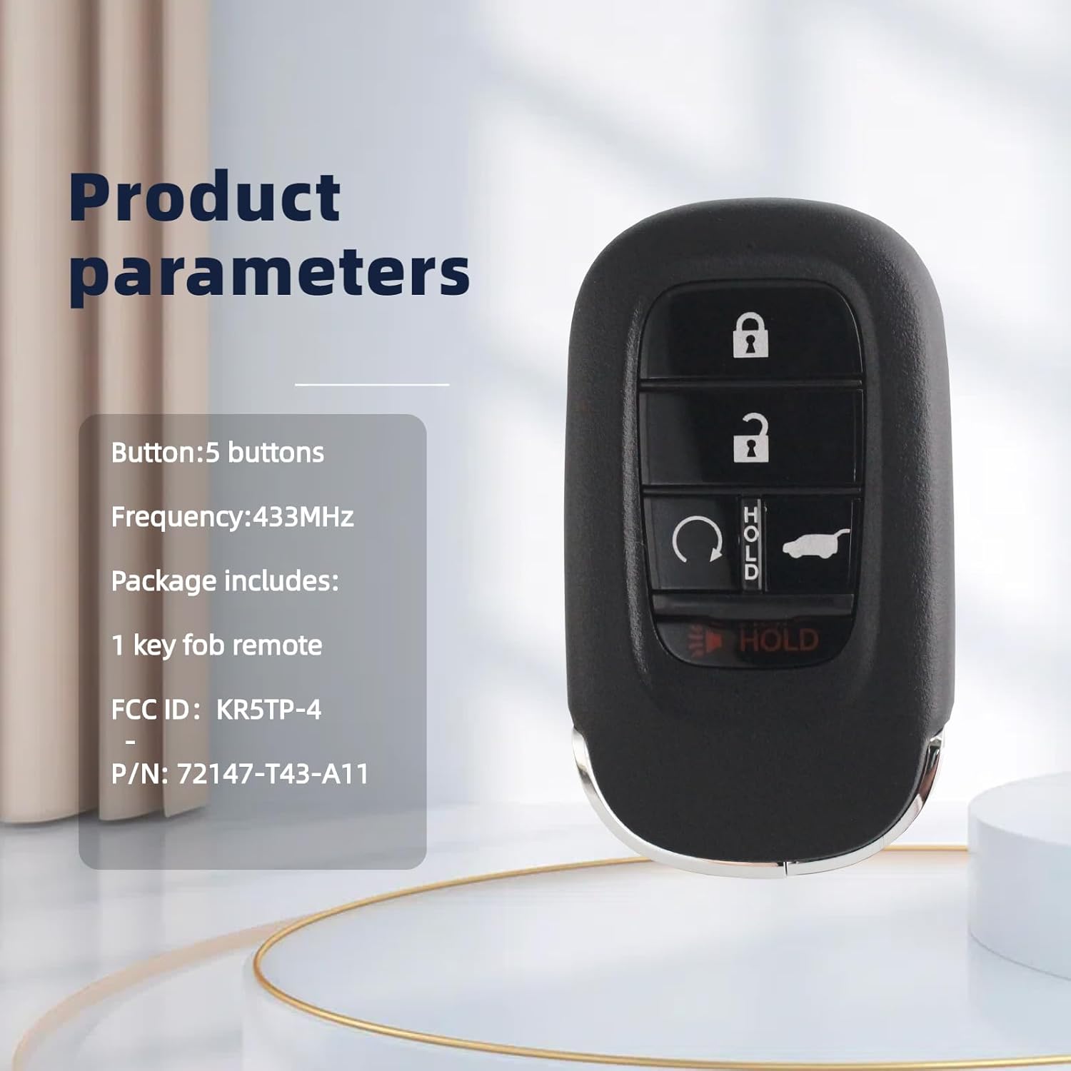 Smart Key Fob Remote Replacement Compatible with 2022 2023 2024 2025 Honda CR-V Pilot HRV Keyless Entry Remote FCC ID:KR5TP-4