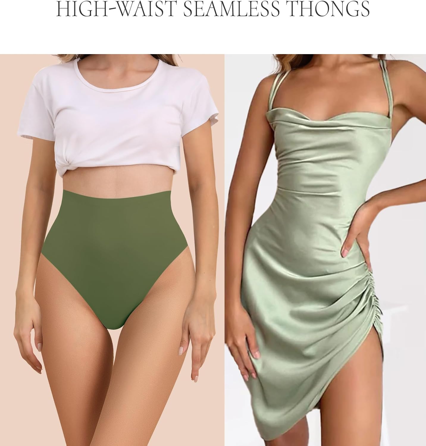 FallSweet Ultra High Waisted Thong No Show Underwear for Women High Rise Panty Pack - Image 3