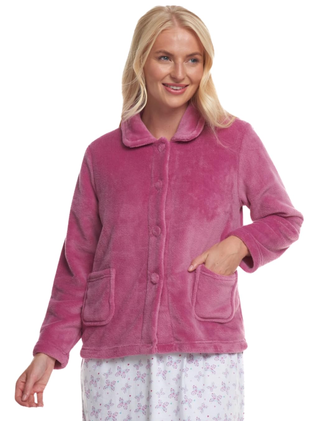 Suzy & Me Ladies Supersoft Fleece Bedjacket (UK, Numeric, 20, 22, Regular, Regular, FUCHSIA)