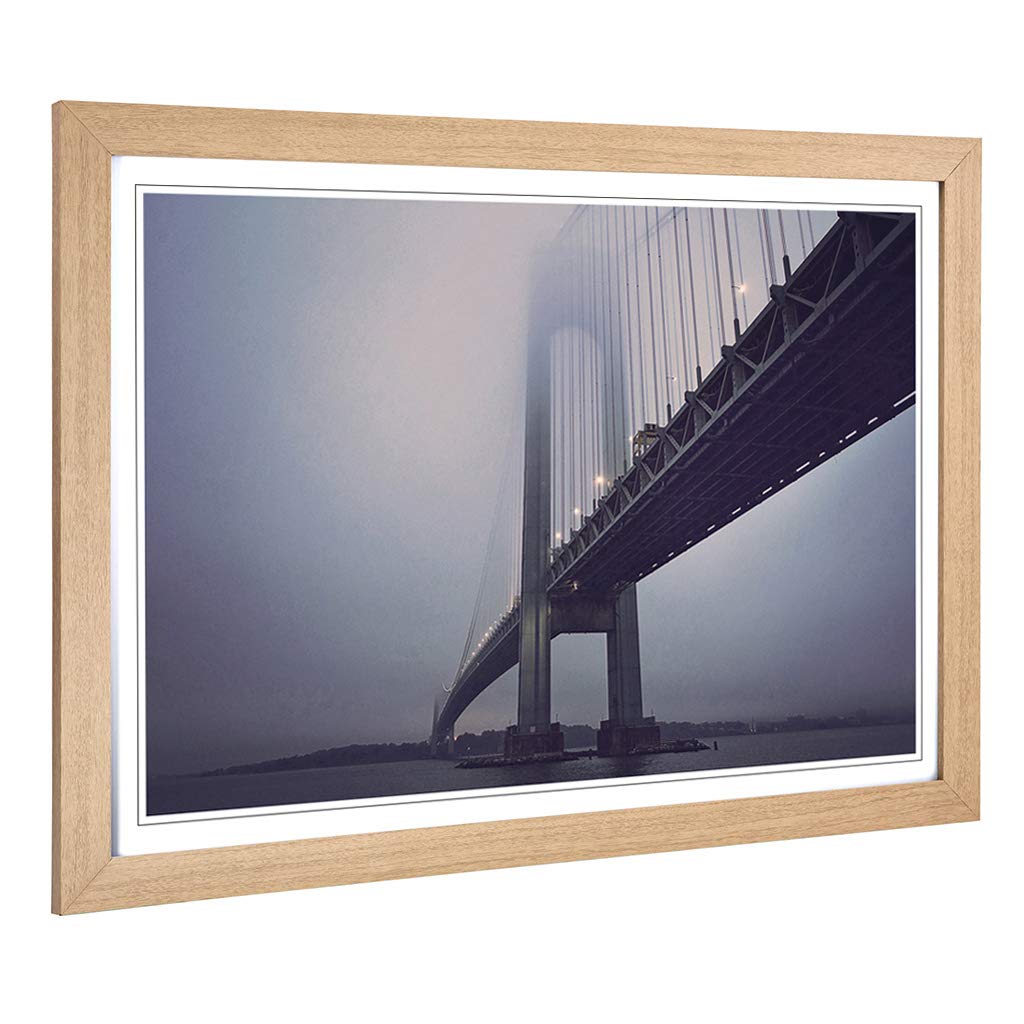 Big Box Art Framed Print of Architecture Suspension Bridge Design | Wall Art Picture | Home Decor for Kitchen, Living, Dining Room, Bedroom, Hallway, Office, Oak, A2 / 24.5x18 Inch / 62x45cm