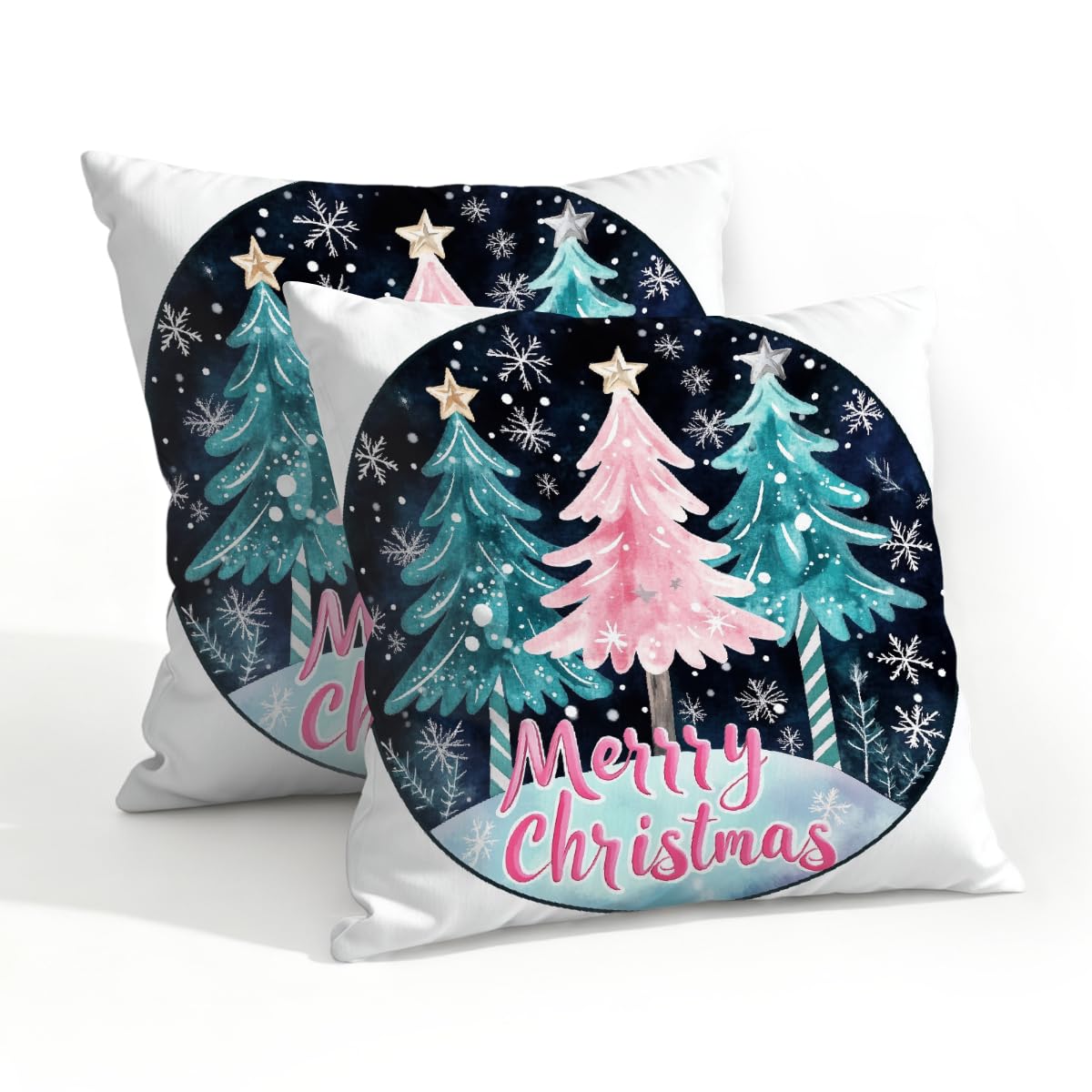 Outdoor Pillow Covers Waterproof Pillowcases 20x20IN Set of 2 Merry Christmas Tree Decorative Throw Cushion Case for Couch Sofa Garden Patio Furniture