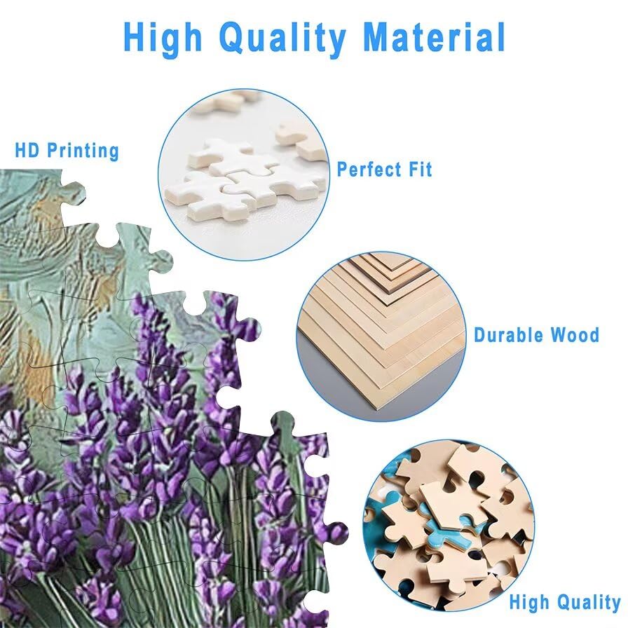 Puzzle 2000 sztuk lawendy, drewniane puzzle kwiatowe dla dorosłych, rozmiar: 100 x 70 cm, puzzle 2000 sztuk dla dorosłych, rodzinne gry edukacyjne, puzzle pomysł na prezent dla kobiet, wystrój domu