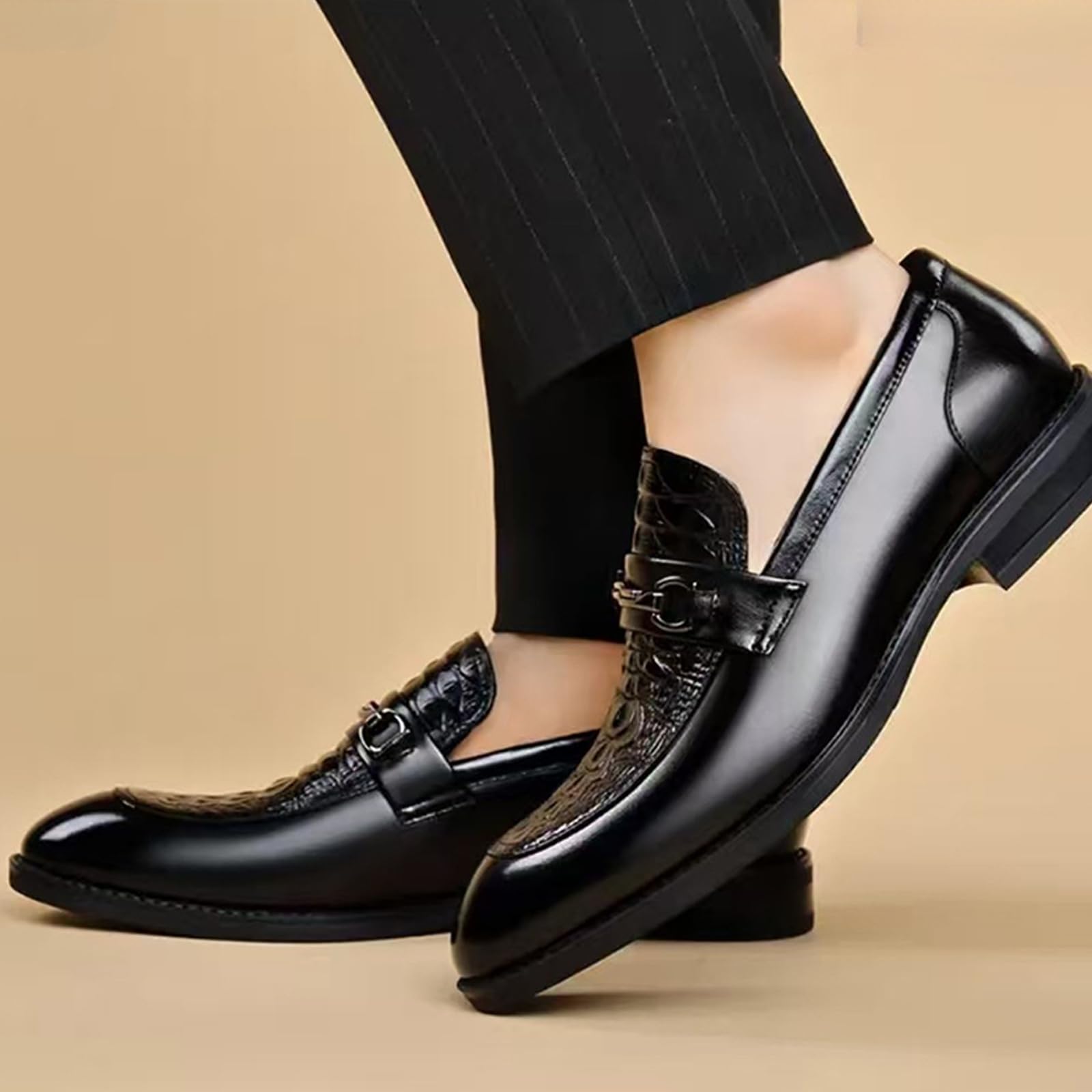 Scarpe Mocassini da Uomo in Pelle | Classici, senza lacci, a Punta, Leggeri, Antiscivolo, Ballo di fine Anno, Formali, sposa