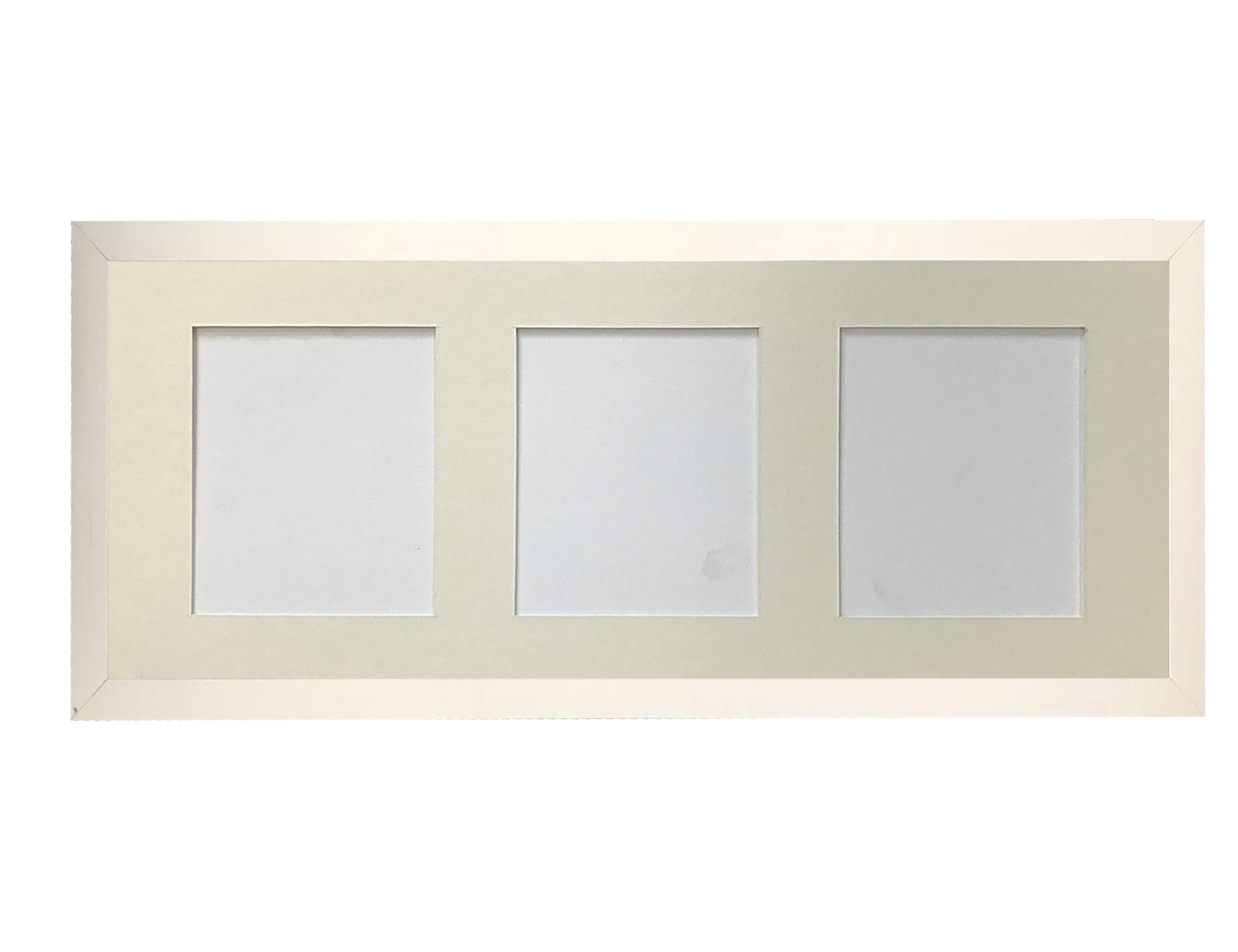 Frames By Post White Frame And Ivory Multi Mount H7 White Picture Photo Frame With Ivory 7 X 5 Inch Three Aperture Long Mount