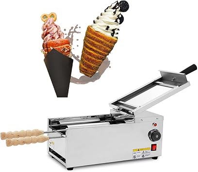 DAZULI Electric Ice Cream Cone Machine Stainless Steel Machine/Chimney Cake Oven/Chimney Cake Making Machine Oven Machine with 2 Stainless Steel Bars