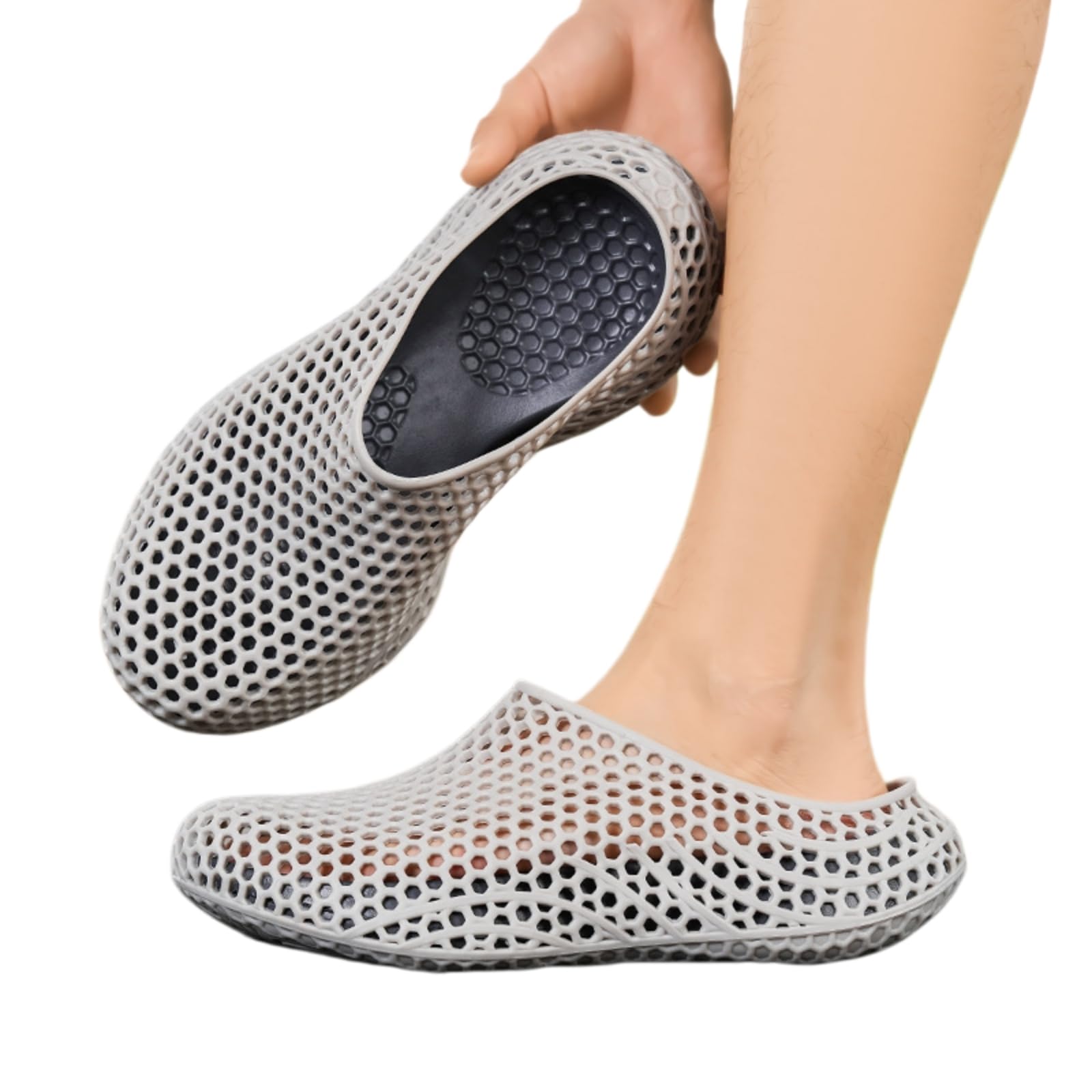 Pantofole Cotone Sandali Morbidi Traspiranti 3D Stampati Slip-on - Orologi in Rete Antiscivolo per Uomini E Donne, Scarpe Comode all'Interno All'aperto-white-39