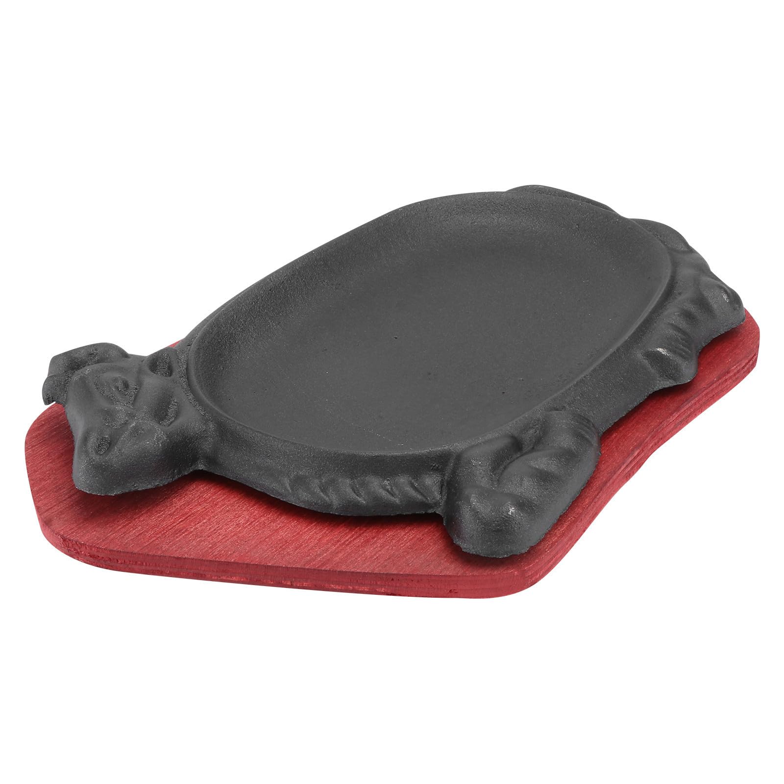ifundom Piastra per Arrostire Carne in Ferro e Legno, Tonda, Nera, Antiaderente, Facile da Pulire e Trasportare, per Cottura alla Piastra e Barbecue, per Bistecche e Pesce