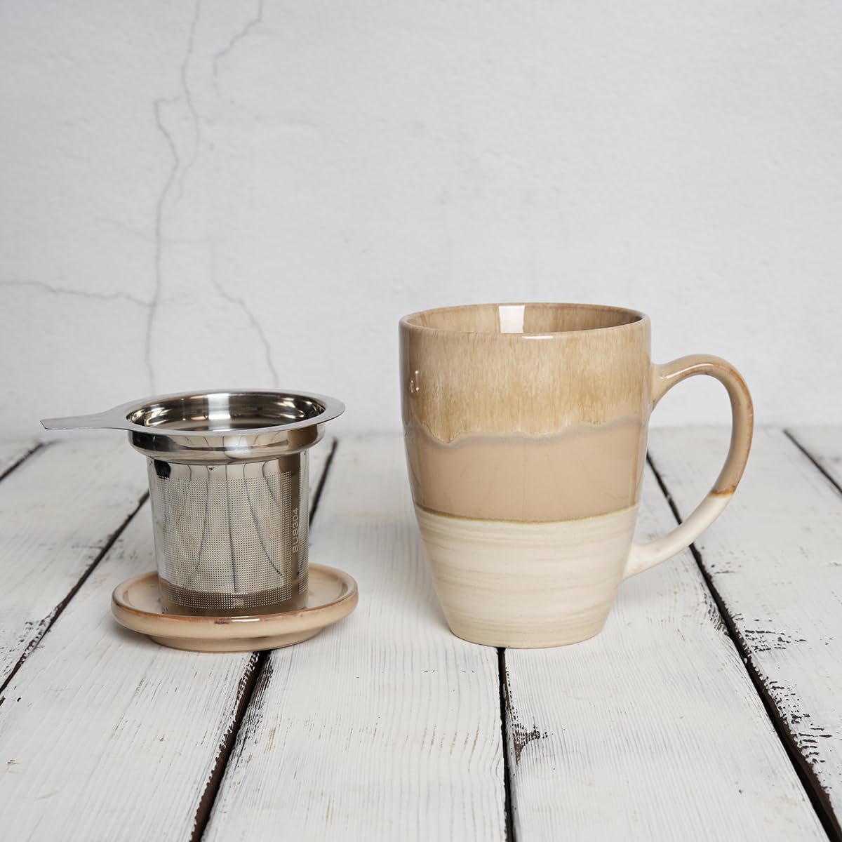 Bosmarlin Ceramic Tea Cup with Infuser and Lid