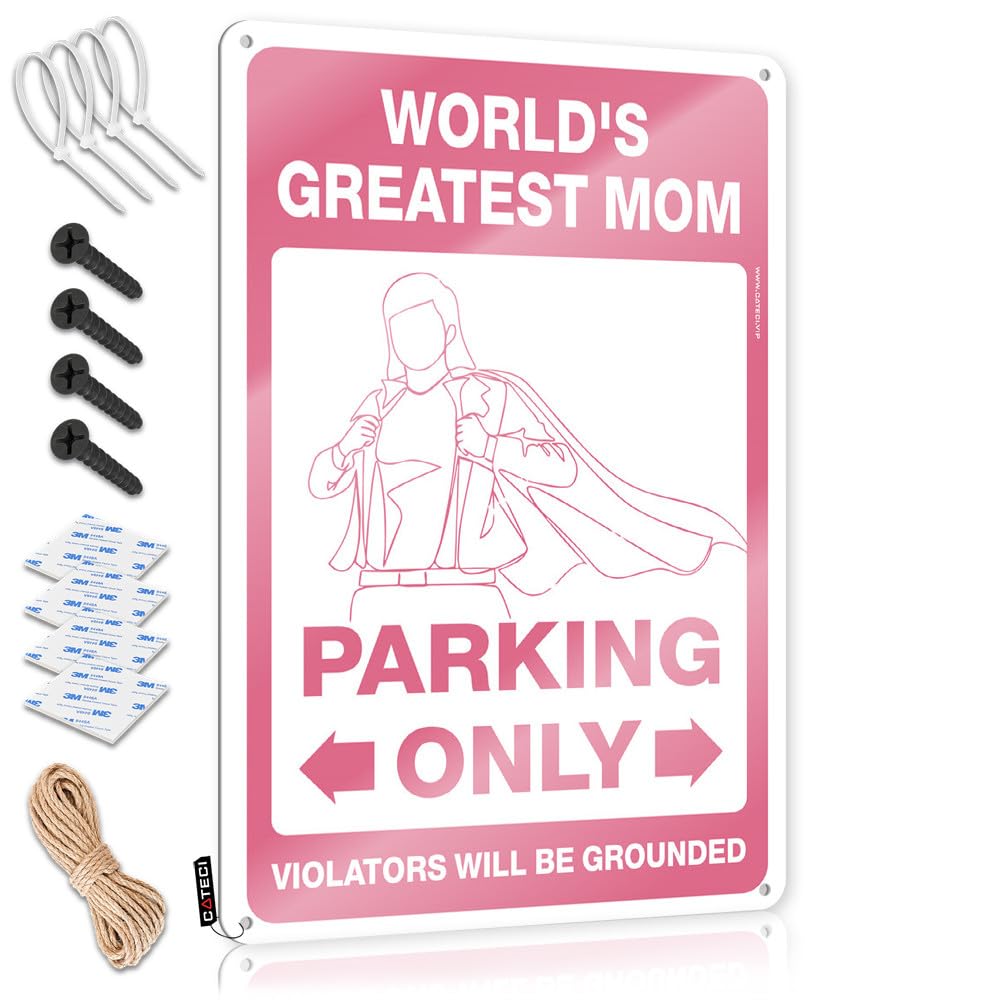 Fzfn Colour World's Greatest Mom Parking Only Restroom Decor Deck Hanging | Nice Poster Accessories Vintage Metal Wall Decor(20X30cm)