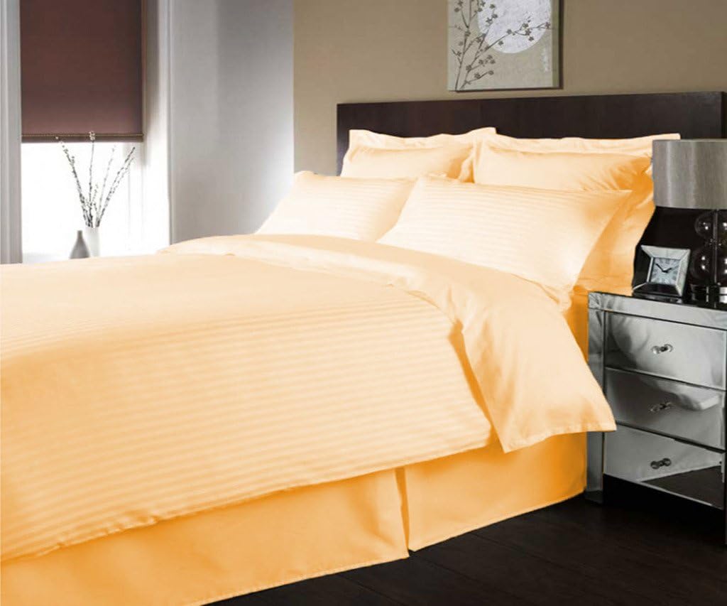 Scala Bedding 800 Thread Count Egyptian Cotton Luxurious Striped Duvet Cover King Orange