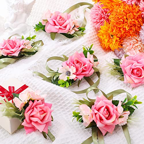 image for Jexine 12 Pcs Boutonniere and Corsage for Wedding Party Flower Wrist C