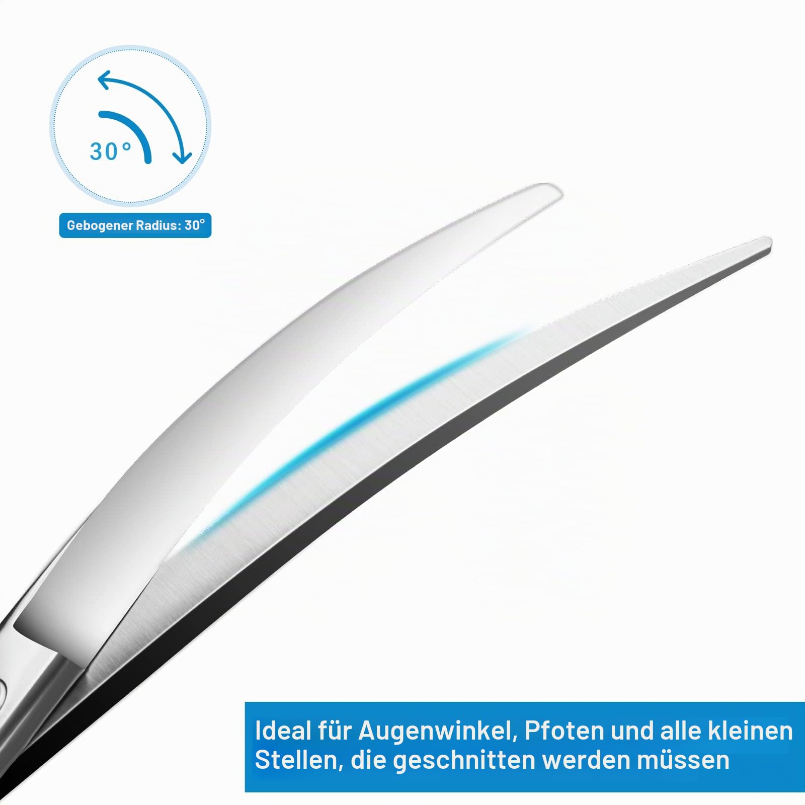 HASHIMOTO Hundepflegeschere, gebogene Schere für die Hundepflege, 6,5 Zoll, 30 Grad gebogene Klinge, leichtes Gewicht, Haustierschere zum Trimmen von Gesicht und Pfoten.