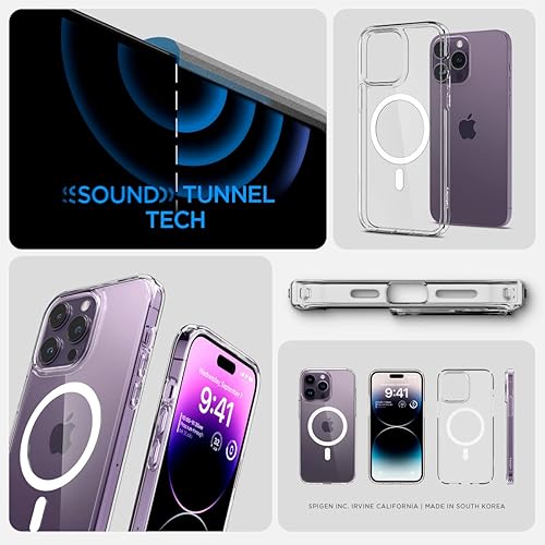 Miniatura 7 de Spigen Funda ultra híbrida MagFit diseñada para iPhone 14 Pro (2022) antiamarilleo protección de grado militar compatible con MagSafe, color blanco
