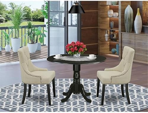 Miniatura 2 de East West Furniture Dublin - Juego de comedor de madera de 3 piezas, color negrobeige claro