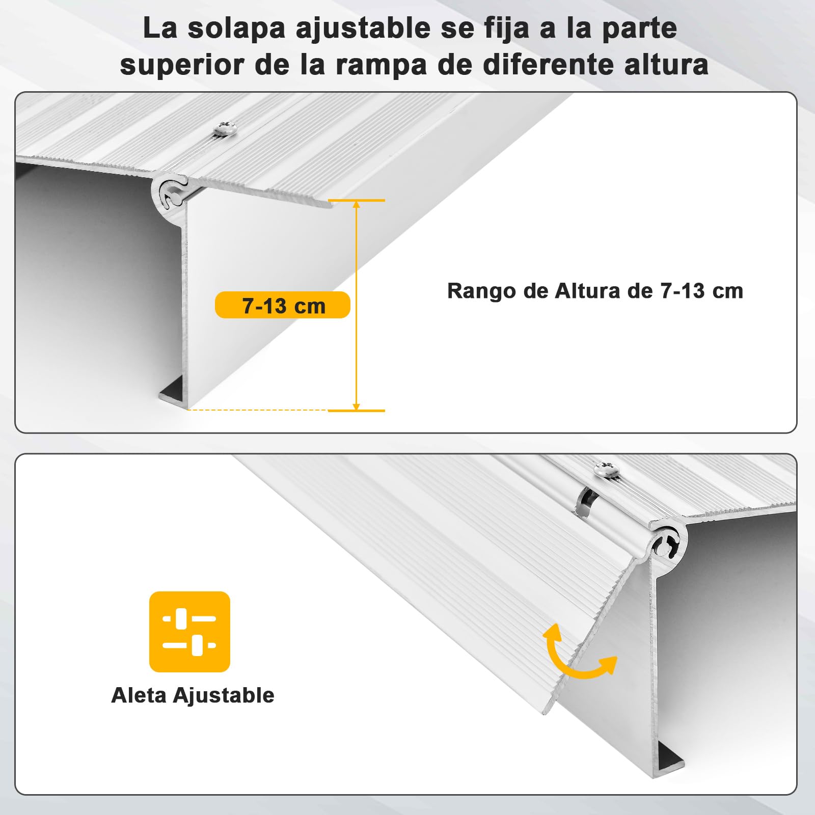COSTWAY Rampa de Umbral de Puerta, Rampa de Umbral Ajustable de Marco de Aluminio Resistente, Superficie Antideslizante, Capacidad de 317 KG, para Sillas de Ruedas y Sillas Eléctricas (Altura 13 cm)