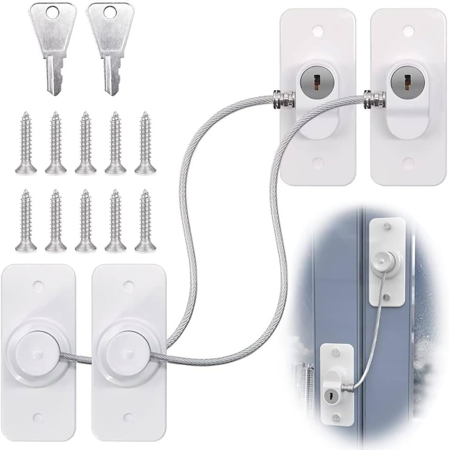 2Pcs Window Safety Lock for UPVC Windows, Window Locks Without Drilling