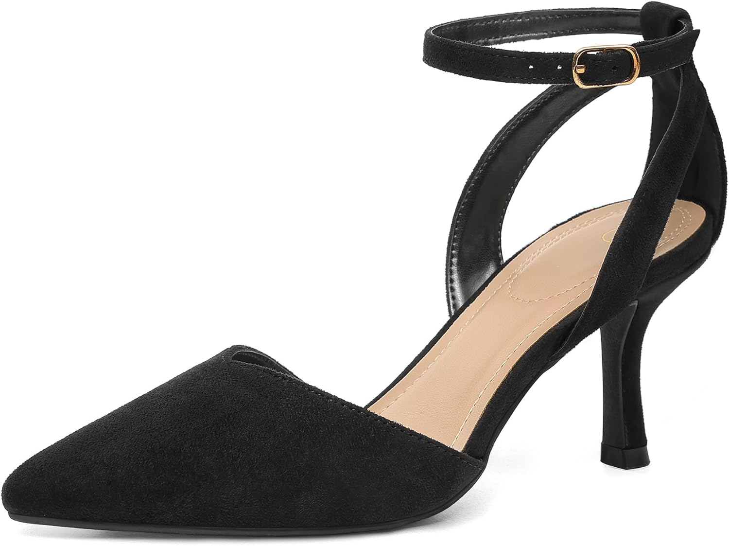 mysoft Women's Pumps Shoes Pointed Toe Kitten Low Heels Stiletto Ankle Strap Closed Toe Wedding Party Dress Sandals