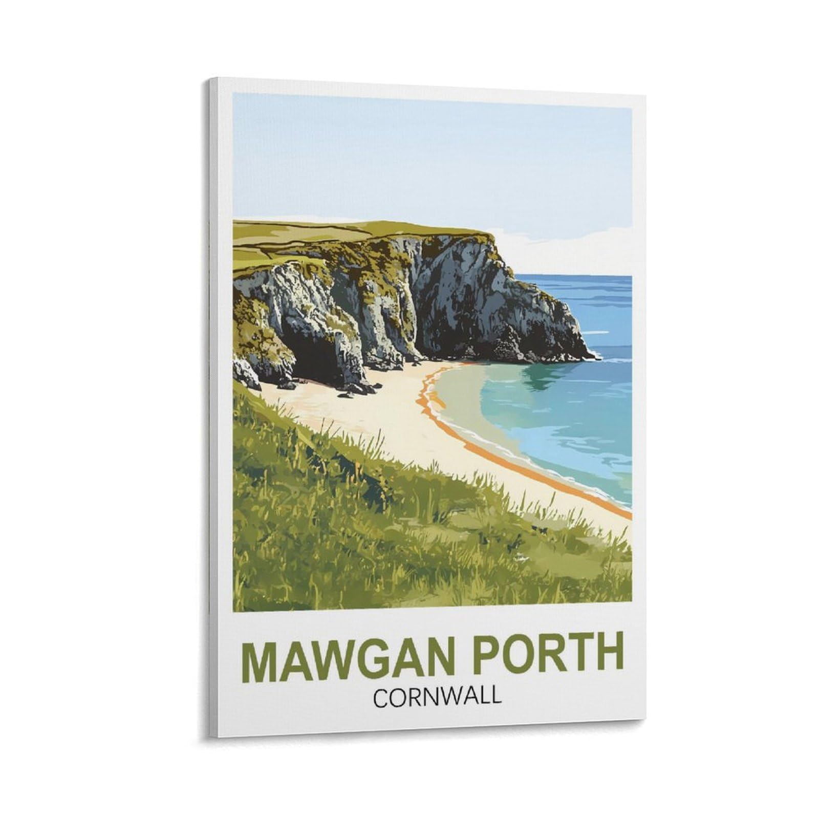 Xllyxygjq Frame-Style Mawgan Porth Cornwall Vintage Travel Poster 12X18inch(30X45cm) Canvas Wall Art Poster Print Artwork Painting Picture For Home Decoration Living Room Office Bedroom