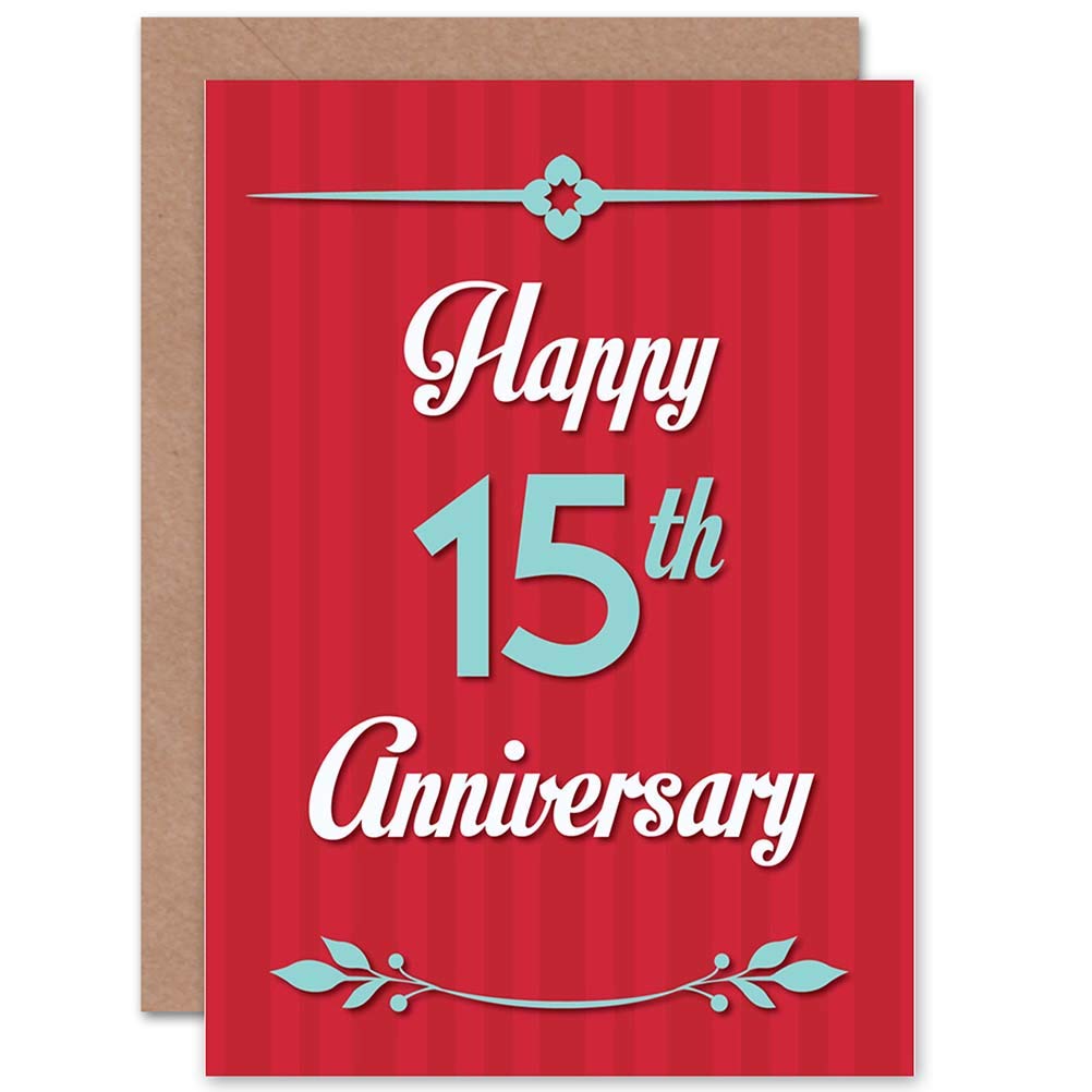 Wee Blue Coo ANNIVERSARY HAPPY 15TH FIFTEENTH NEW ART GREETINGS GIFT CARD