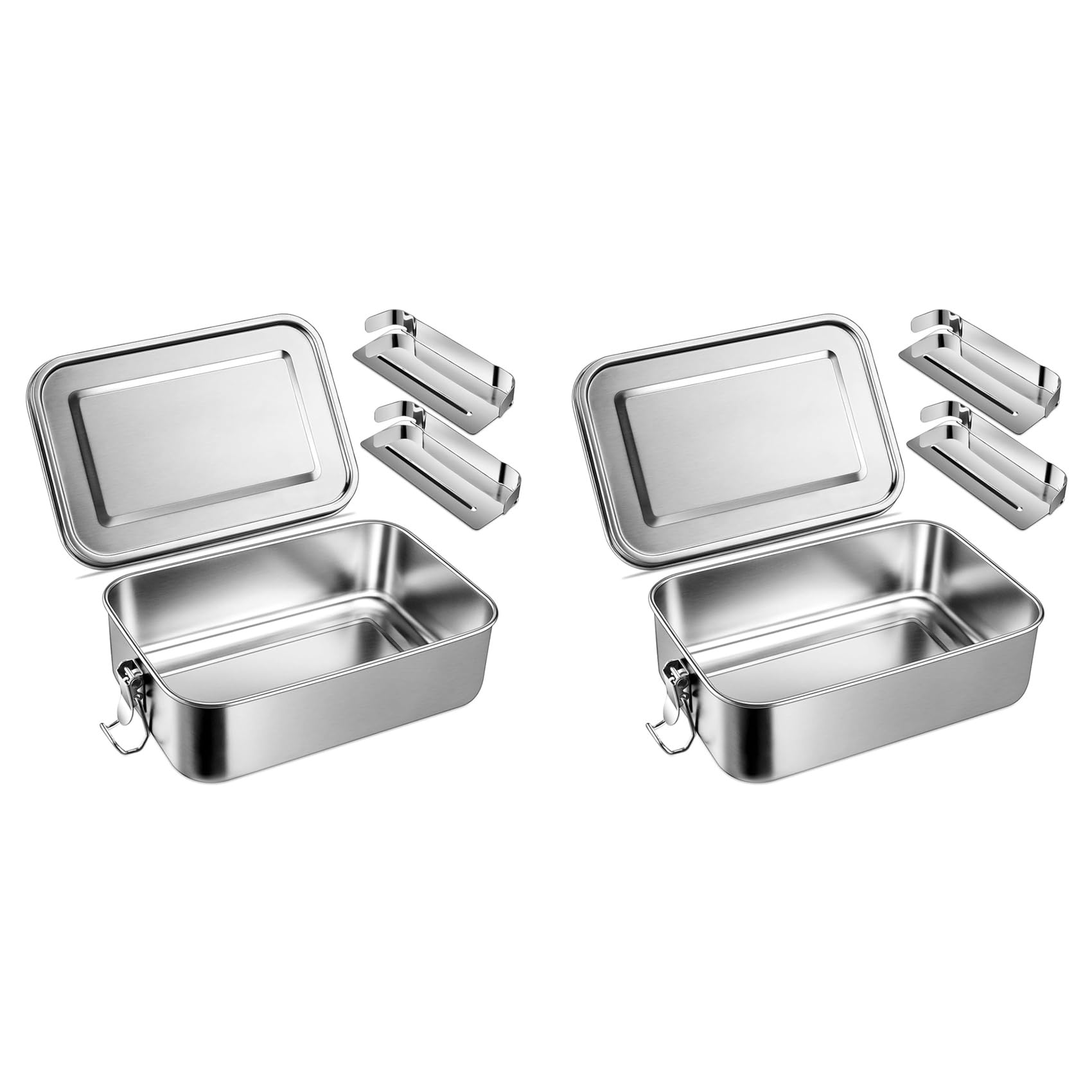 Hndhbfgrt 2X 47oz Bento Box, Stainless Steel Lunch Box for Teens, Metal Bento Box with 2 Flexible Compartments, 1400ml Lunch Box