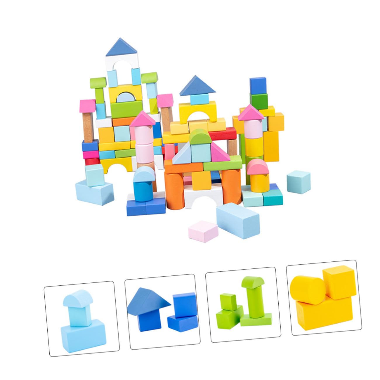Gatuida 100pièces Blocs de Construction Bois pour Garçon Fille Jouet de Construction Éducatif Bois Blocs Colorés pour Bébés