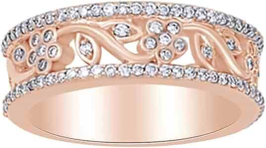 アクセサリー Calatontte . Amazon.com: 0.5 Cttw Round Shape White Diamond Leaf Style