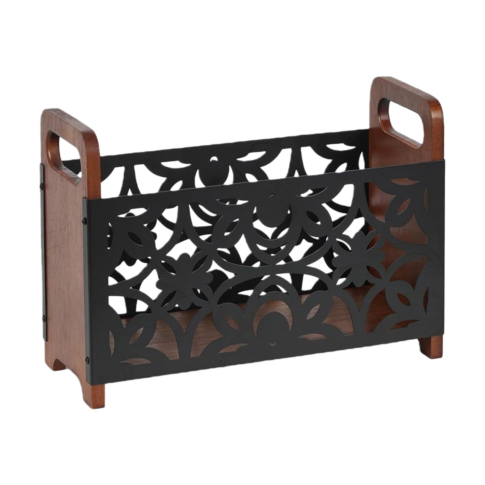 Tsophreniq Wooden Floor Standing Book and Magazine Organiser Elegant Newspaper Basket Space Saving Solution for Home Use Wooden Floor Standing Book and Magazine Organiser