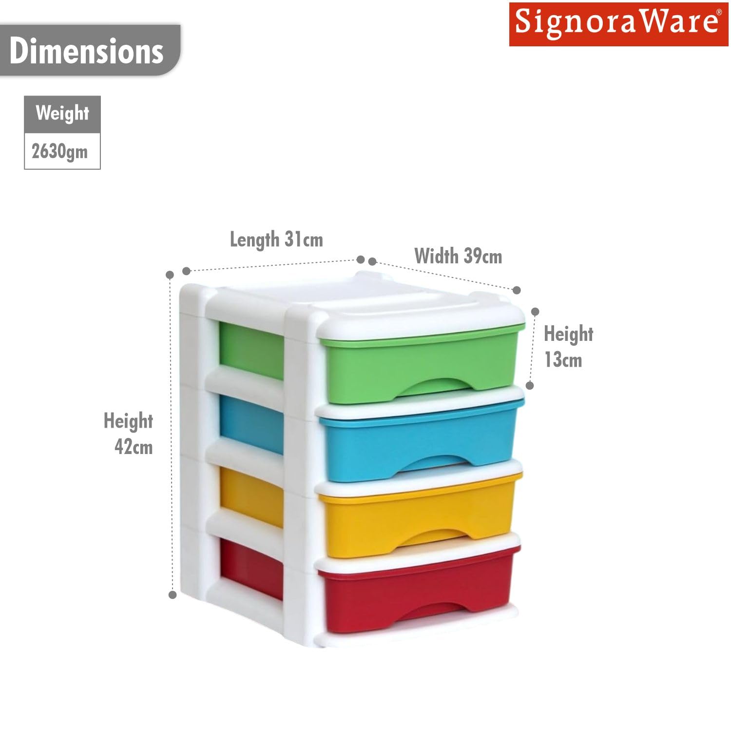 Signora Ware Drawer Set - Multicolor Storage -3 Signora Ware Drawer Set - Multicolor Storage -3
