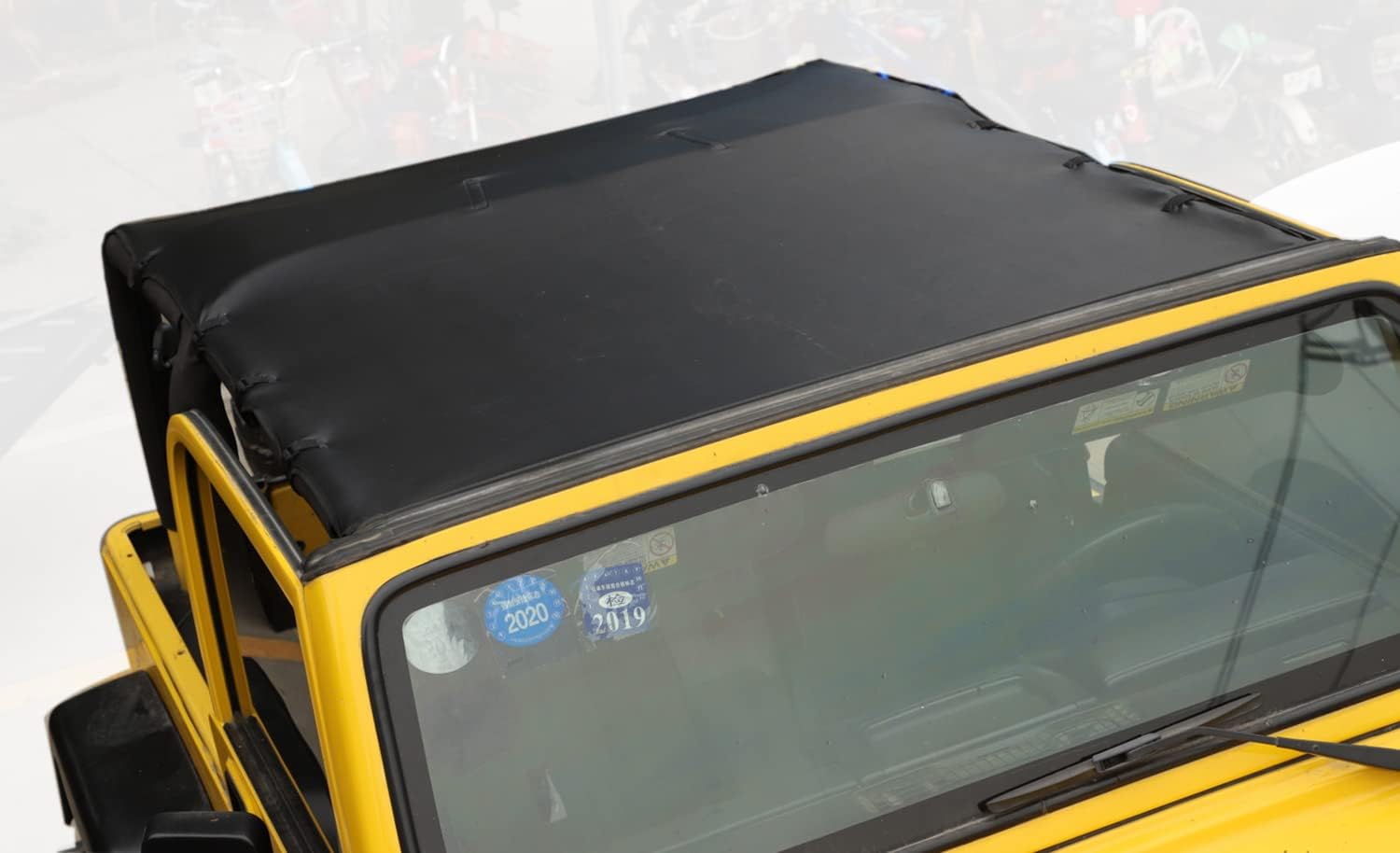 Sunshade Cover Sun Shade Bikini Soft Top UV Protection Bimini Top for Jeep Wrangler TJ 1997 1998 1999 2000 2001 2002 2003 2004 2005 2006 (PU Material + Velvet)