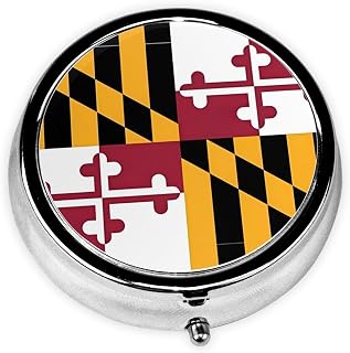 Flag of Maryland Weekly Pill Organizer - Square Travel Pill Box with Multiple Compartments, Ideal for Vitamins, Supplements, and Cod Liver Oil Storage.