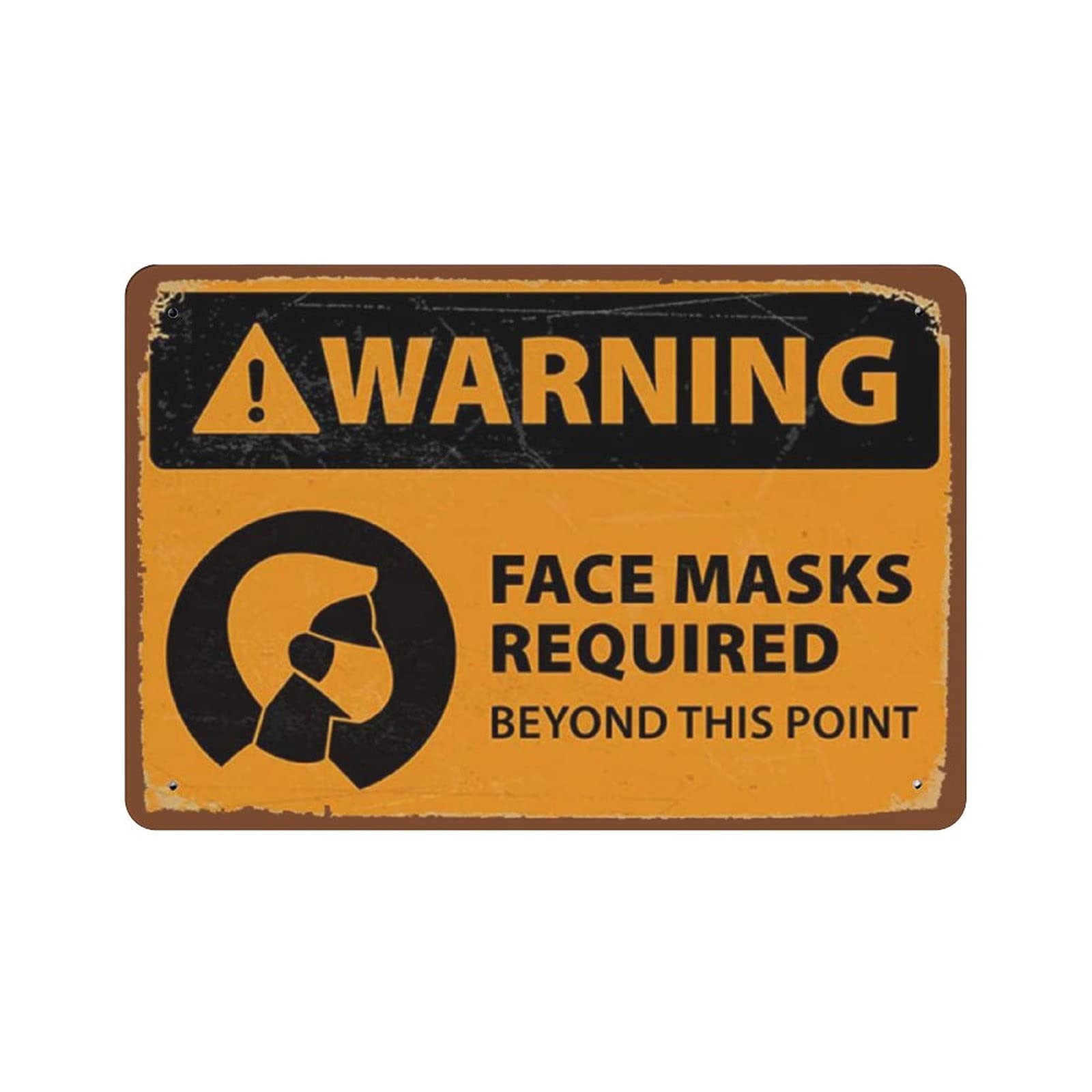 Metal Tin Sign Warning Face Masks Required Vintage Tin Poster Metal Sign Wall Decoration Country Kitchen Home Garage Decor 8"x12"