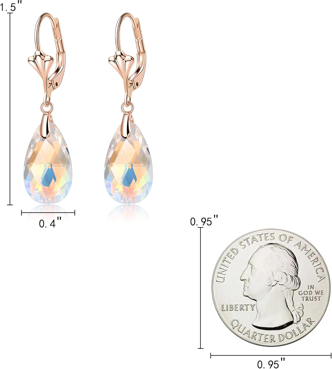 EleQueen Austrian Crystal Hypoallergenic Leverback Drop Gold Tone Dangle Earrings for Women - Image 5