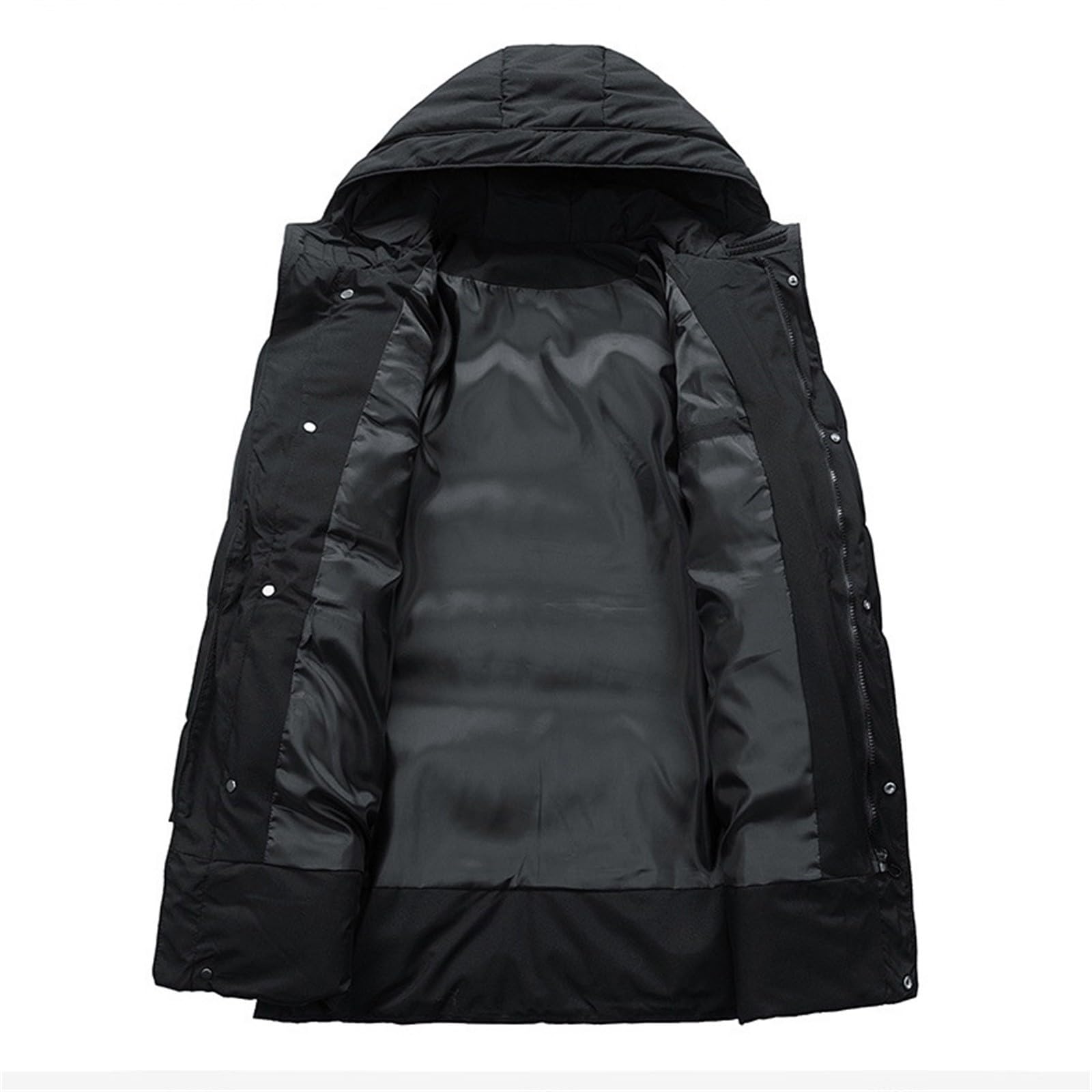 Piumino da uomo con cappuccio a maniche lunghe, cappotti invernali lunghi da uomo, impermeabili, caldi, parka, morbido, confortevole, tinta unita, con coulisse, piumini da uomo per attività