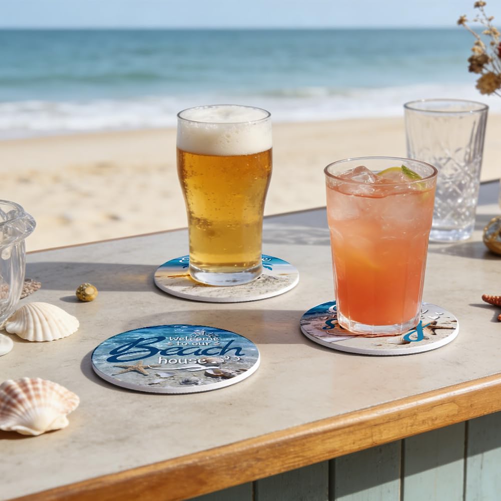 ANATTASOUL Lot de 6 Plage et Coquillages sous-Verres pour Maison & Cuisine