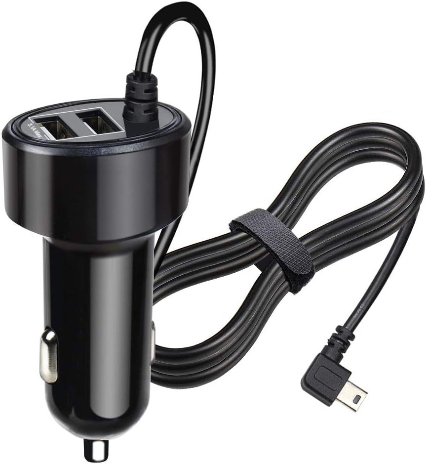 FOUCECLAUS Charger Cable for Garmin GPS, Mini USB Shielding Car Charger Power Cord for Garmin Nuvi Navigator (Car Charger)