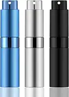 8 ml mini atomizador perfume viagem (preto fosco, prata e azul) frasco de spray portátil para colônia e perfume (3 peças)