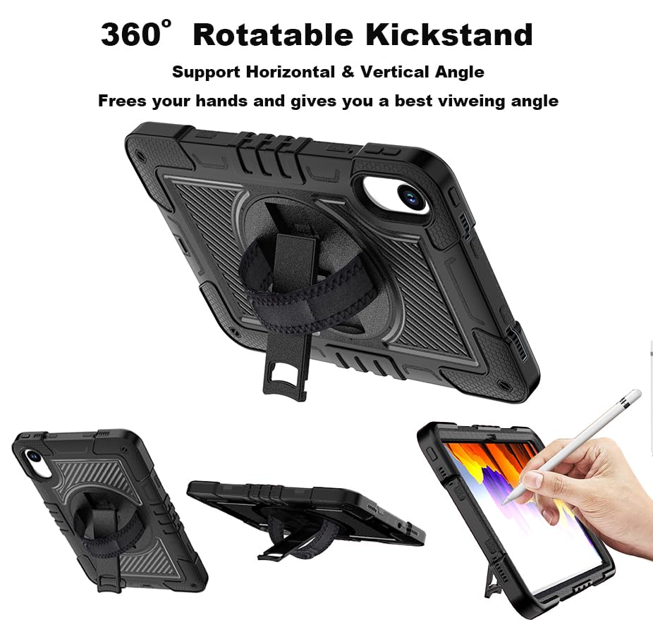 Coque Xiaomi Redmi Pad 2 11" antichoc robuste avec dragonne rotative pour professionnels - Noir