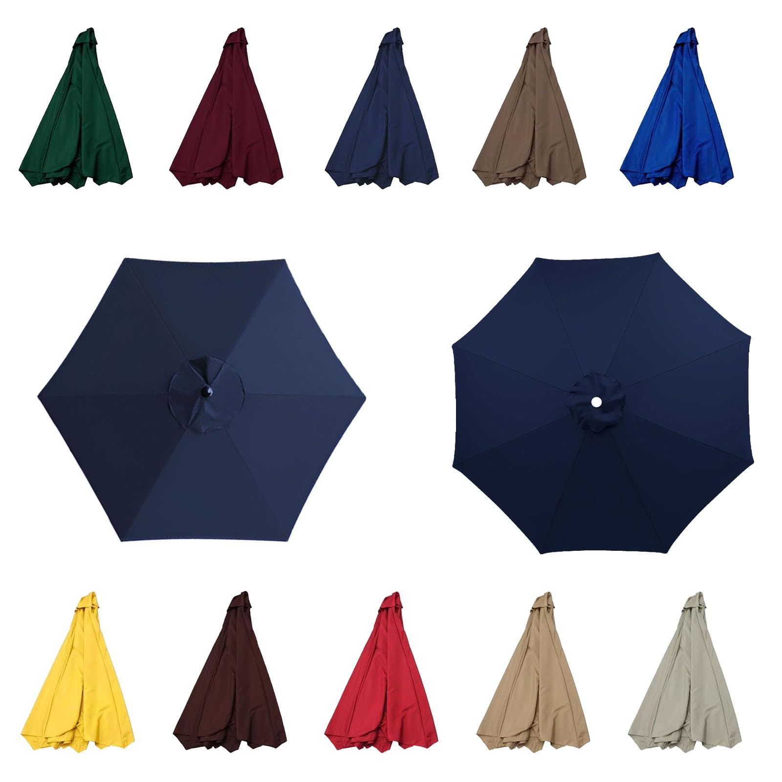 Outdoor Patio Umbrella Replacement Cover, replacement parasol fabric cover, Umbrella Replacement Parasol Cloth For 6 Arms 8 Arms Cantilever Parasol Umbrella Replacement Canopy(Color:Navy blue,Size:6ri