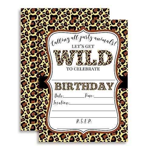 Leopard Print Wild Birthday Party Invitations, 20 5"X7" Fill In Cards With Twenty White Envelopes By Amandacreation Perfect For Teen And Tween Birthdays, Even Adults! #TOP5
