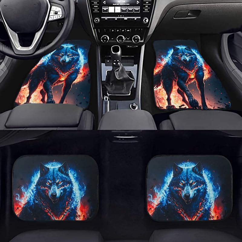 4 Pieces Car Floor Mats, Wolf Galaxy Print Vehicle Floor Protection Rugs Car Mats with Anti-Slip Backing, All Weather Protection, Univerdal Fit for Automotive SUV, Sedan, Van,Car Accessories - Image 4
