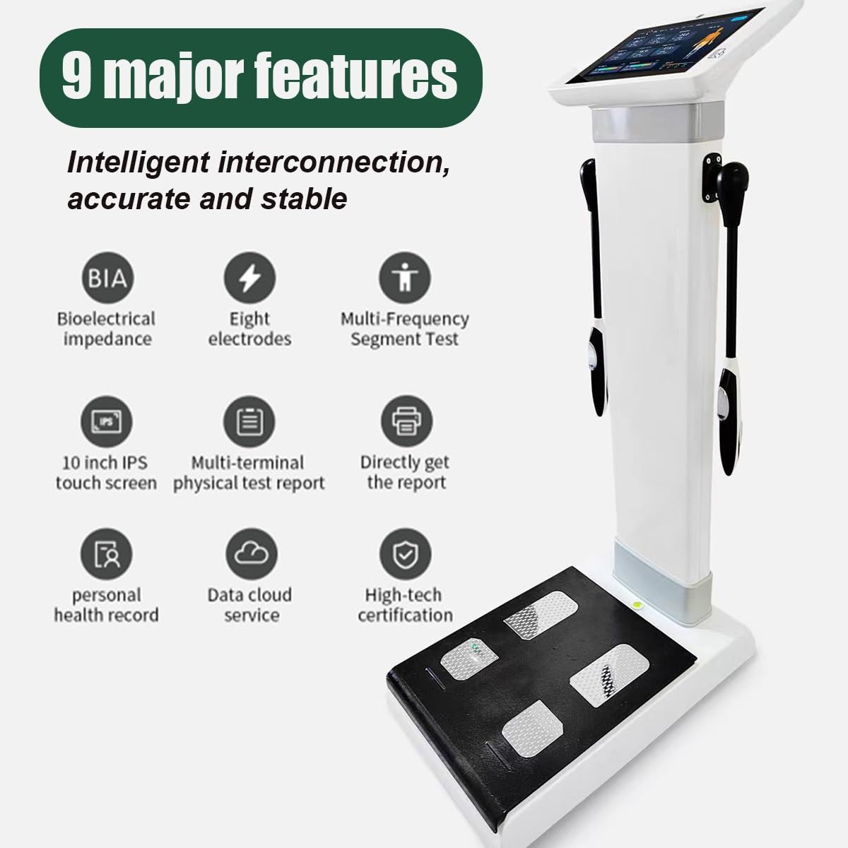 Máquina de análisis de bioimpedancia táctil HD de 10,1 pulgadas, analizador inteligente de composición corporal, análisis de medición, máquina de prueba de grasa, analizador humano, escáner corporal i
