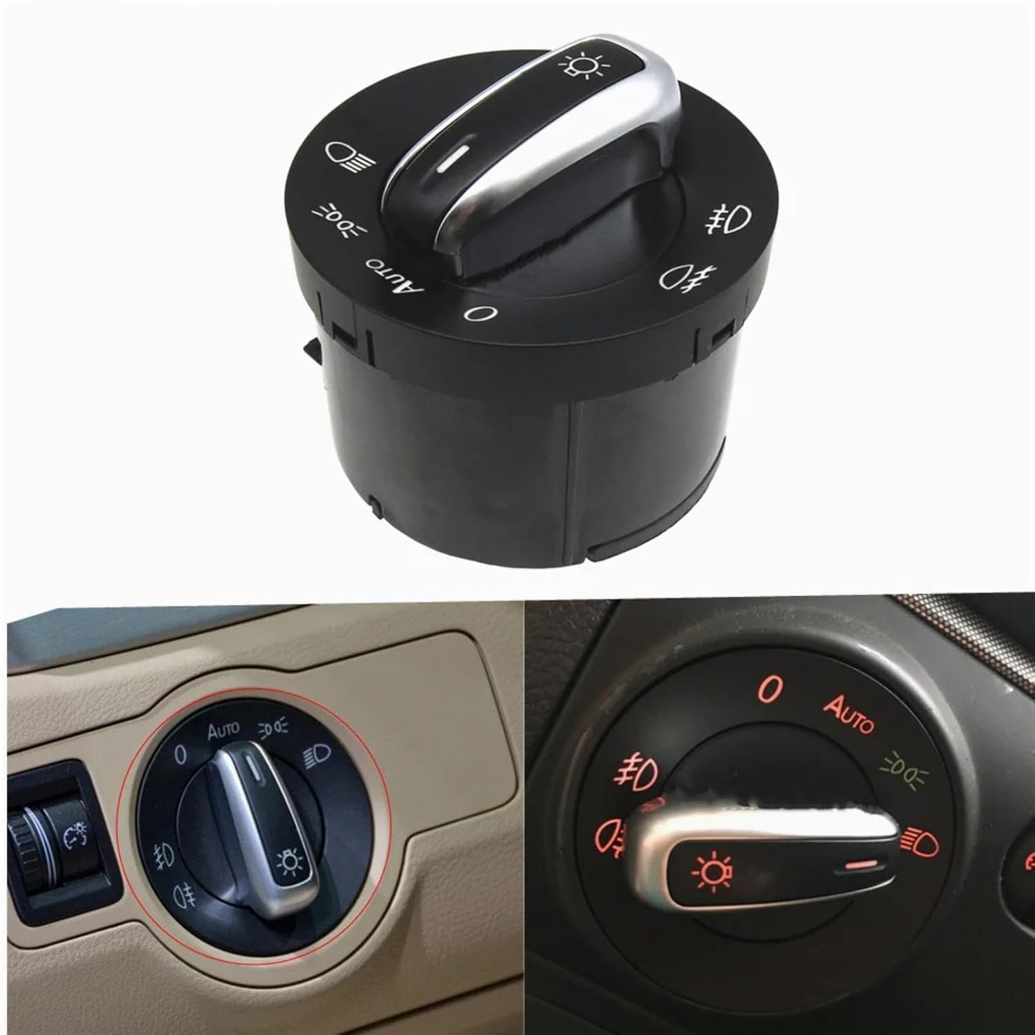 Fog Light Switch Compatible with Scirocco 2009 2010 2011 2012 2013 OEM:5ND941431B Car Center Console Headlight Fog Lamp Switch Integrated Switches