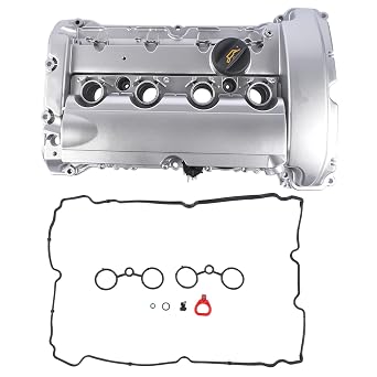 Aluminum Engine Valve Cover Kit with Installed Gasket and Cap Replacement for 2007-2012 Mini Cooper R55 R56 R57 R58 R59 N14 Engine 11127646555 11127585907