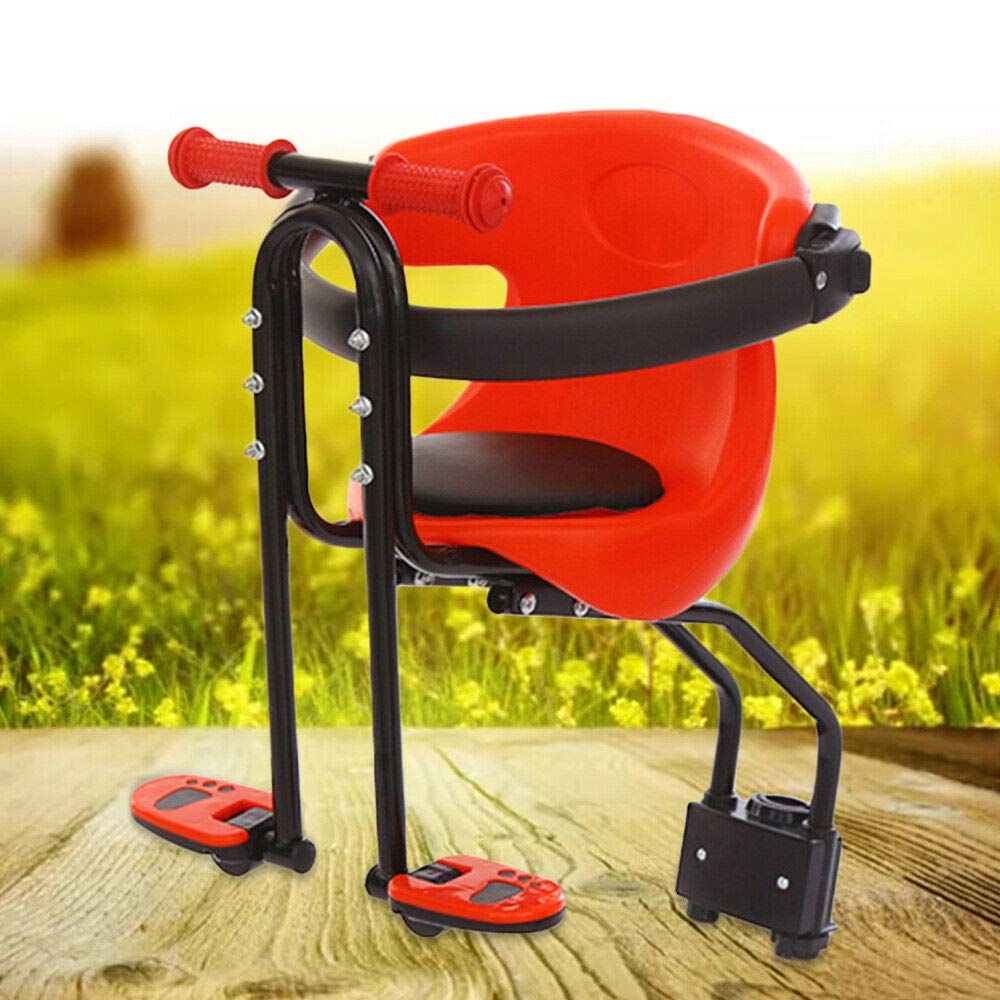 Seggiolino per bicicletta per bambini, 30 kg, montaggio frontale, sedile sicuro, con braccioli antiscivolo e pedali, 40 × 30 × 46 cm, per veicoli elettrici