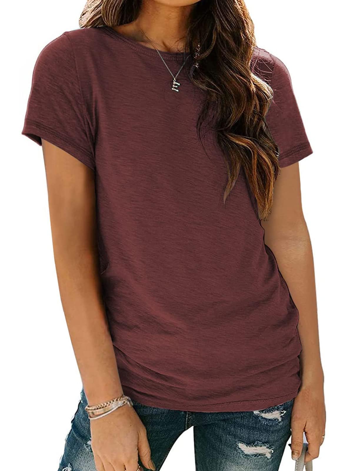 AirMood Maglietta estiva da donna, casual, con scollo rotondo