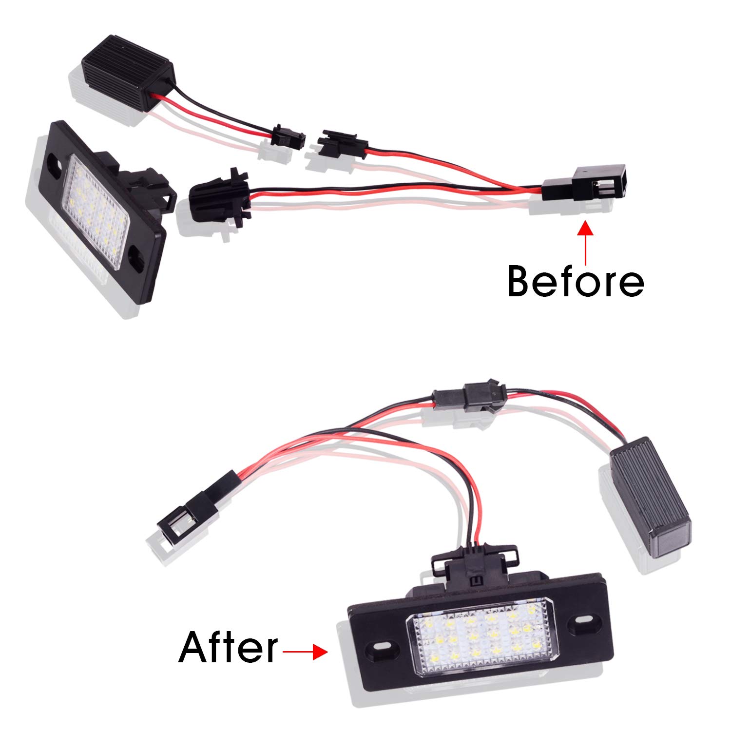 WinPower LED Luci targa con CanBus nessun errore 6000K Bianco Compatibile con Passat B5.5 5D Tiguan Bora Golf 4/5 5D Cayenne etc., 2 pezzi